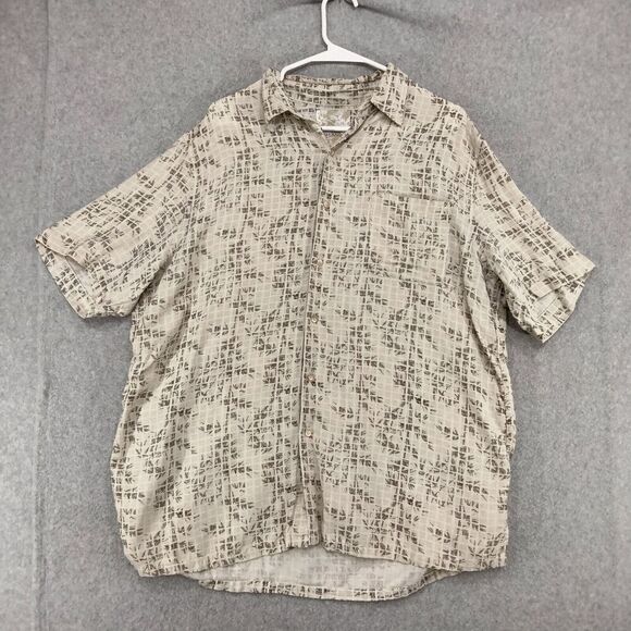 Tasso Elba Island Button Down Shirt Mens Size XL Short Sleeve Silk Linen Blend - Picture 1 of 10